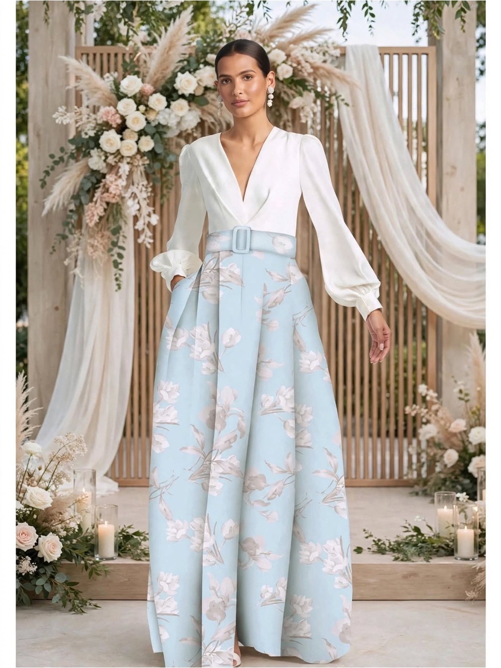 Sachin & Babi Women's Blue Zoe Gown Elegant Floral Maxi Skirt in Light Blue 14